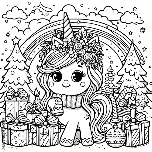 A coloring page of a unicorn image photo harmony illustrator illustrator