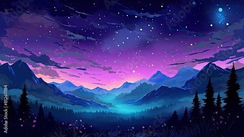 Colorful milky way galaxy night stars and night landscape mountain landscape