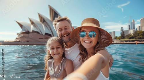 Happy family travel together in Sydney, Australia