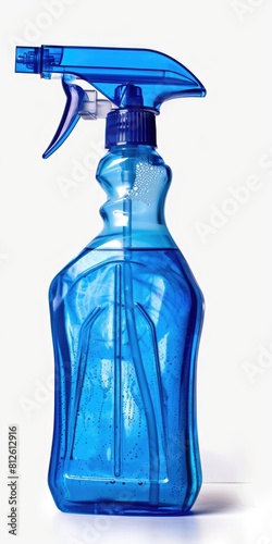 Windex Spray Bottle Isolated on White Background - Window Cleaner in Plastic Bottle with Blue Label photo