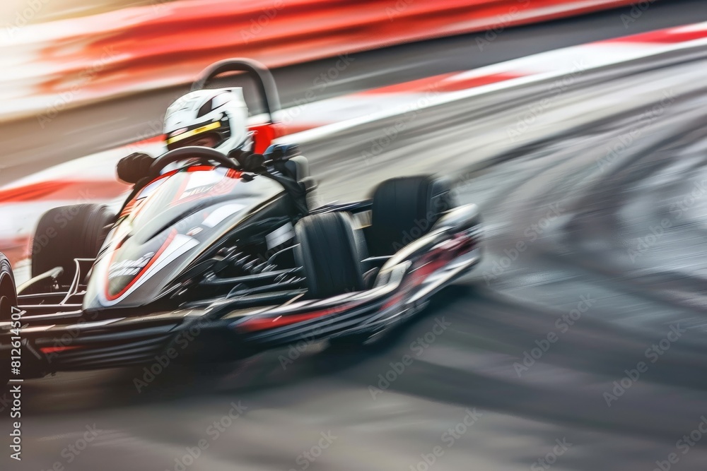 View of indoor karting racetrack, go-kart competition, go-cart racing track. Beautiful simple AI generated image in 4K, unique. View of indoor karting racetrack, go-kart competition, go-cart racing track. Beautiful simple AI generated image in 4K, unique.