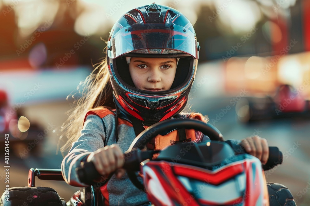 Naklejka premium race go-kart blur effect. Beautiful simple AI generated image in 4K, unique.
