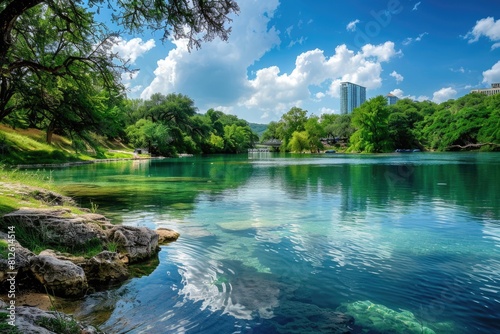 Barton Springs Austin, Texas - Nature's Oasis of Blue and Green: A Breathtaking Landscape photo