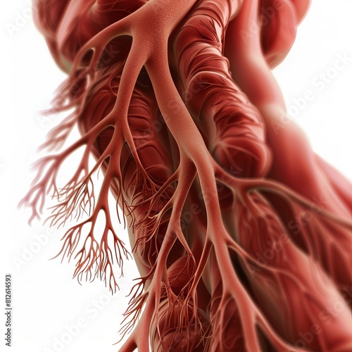 The image shows the branching of blood vessels in the human body. photo