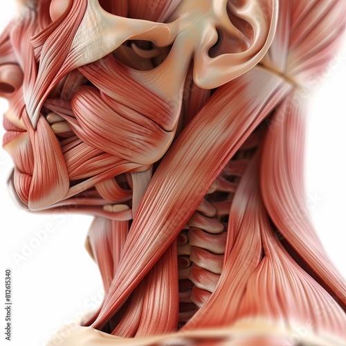 This is a detailed diagram of the human neck muscles. photo