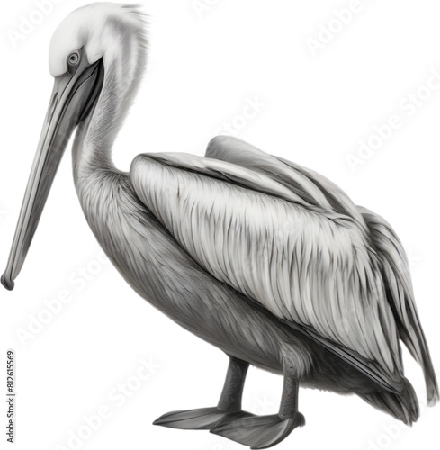 Pencil sketches of a cute pelican bird. 