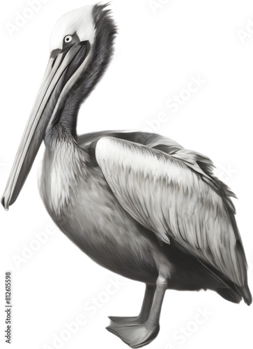 Pencil sketches of a cute pelican bird. 