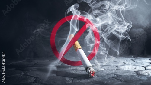 No smoking sign, No smoking sign, Vector illustration, icon prohibiting smoking in public places photo