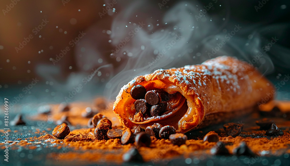 Fototapeta premium Decadent Chocolate Filled Cannoli with Coffee Beans
