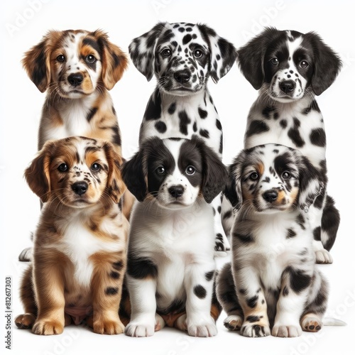 Many puppies with black and white spots image art photo harmony used for printing illustrator. © Hale