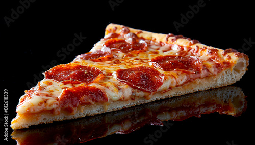 Delicious Pepperoni Pizza Slice on Dark Background