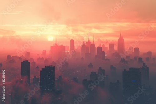 Cityscape view at sunset  perfect for urban backgrounds