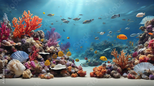 Coral reef and fish under the sea 