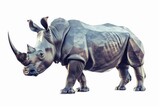 A rhino statue standing against a white backdrop. Ideal for educational materials or travel brochures