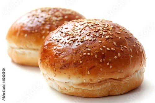 Bread Bun. Close-up of Burger Bun on White Background with Nobody