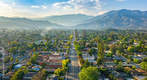 Aerial View of Covina, Southern California, USA - Capturing the City Skyline and Landscape Up High photo