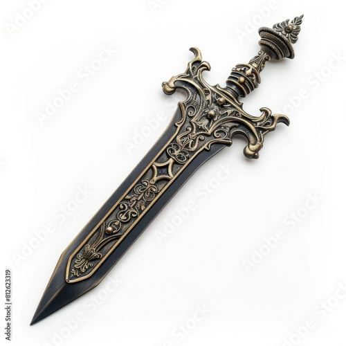 Ornate Ceremonial Athame - Ritualistic Sacrificial Dagger for Occult and Pagan Practices, Isolated