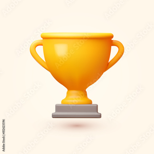 3D winners cup icon. Trophy cup. Vector award nomination.
