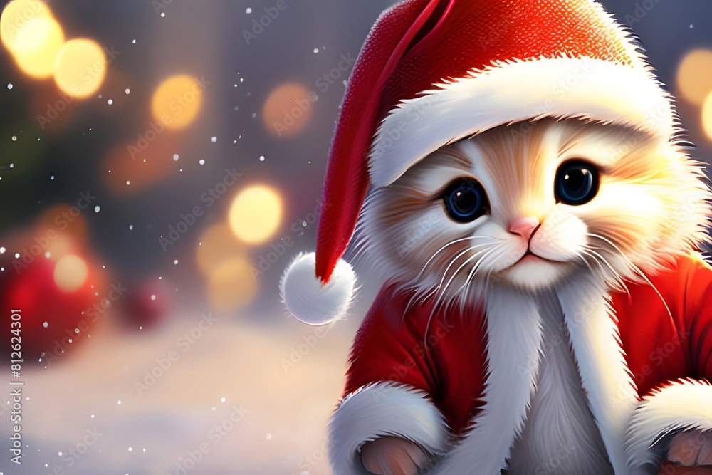 Santa-clad cute animals. Generative ai. Santa-clad cute animals. Generative ai.