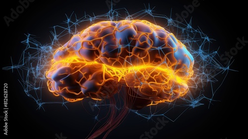 Human brain showing Intelligent thinking processing through the concept of a neural network