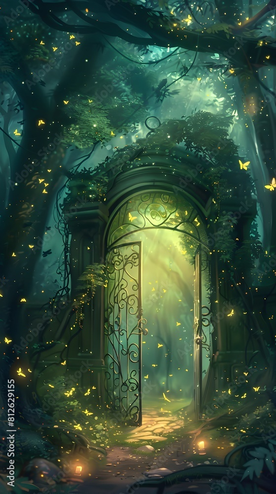 Obraz premium Enchanting Woodland Portal to a Magical Realm of Adventure and Discovery