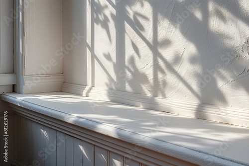Play of light and shadow on traditional wainscoting, invoking a nostalgic and homely feeling photo