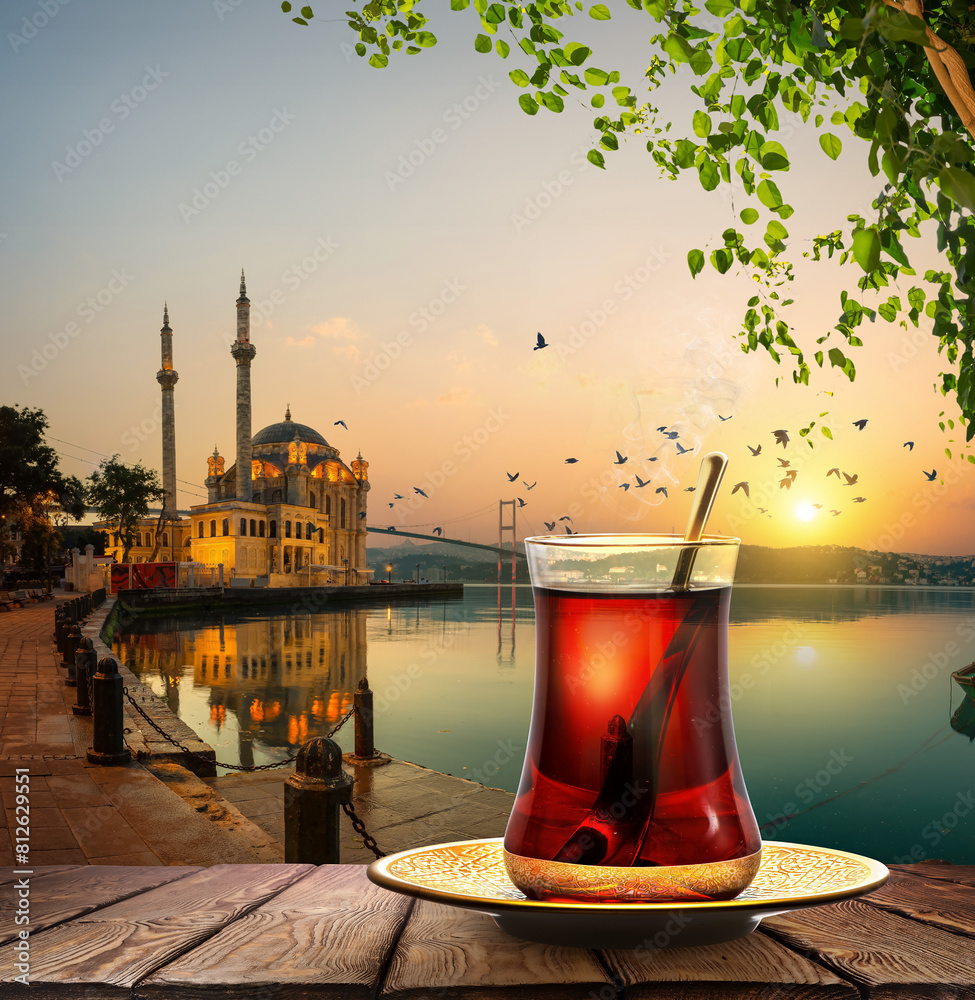 Tea and Ortakoy Mosque