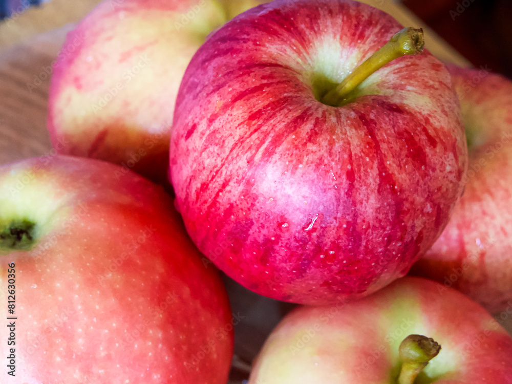 Nutritious Red Fruit. Close-up of apples, showcasing their nutritious value. Nutritious Red Fruit. Close-up of apples, showcasing their nutritious value.