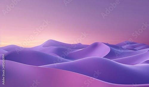3d rendering of purple gradient sky background with desert dunes. 