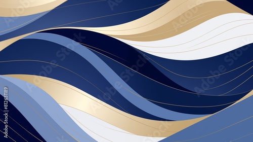 Elegant Abstract Wave Pattern in Blue and Gold.