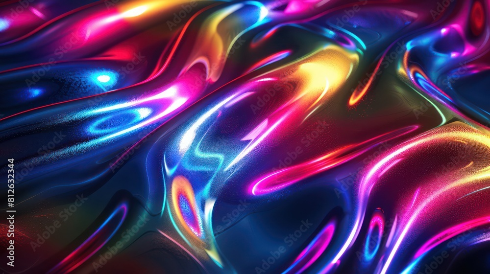 Fototapeta premium This image features dynamic waves of neon colors creating a liquid abstract effect with a sense of movement and flow