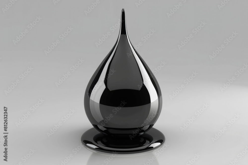 Black Drop. Dripped Oil Concept on White Background, 3D Rendering Black Drop. Dripped Oil Concept on White Background, 3D Rendering