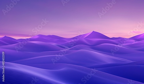 Dark purple hues dominate this digital art showcasing undulating dunes with a central sharp peak