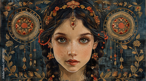 Wallpaper Mural A Byzantine-inspired tapestry depicting the elegance of femininity grace-2 Torontodigital.ca