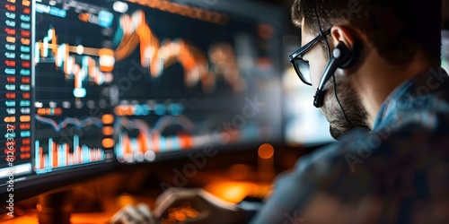 Utilizing Technical Analysis to Make Profitable Stock Trades. Concept Stock Market Trends, Candlestick Patterns, Moving Averages, Support and Resistance Levels, Volume Analysis photo