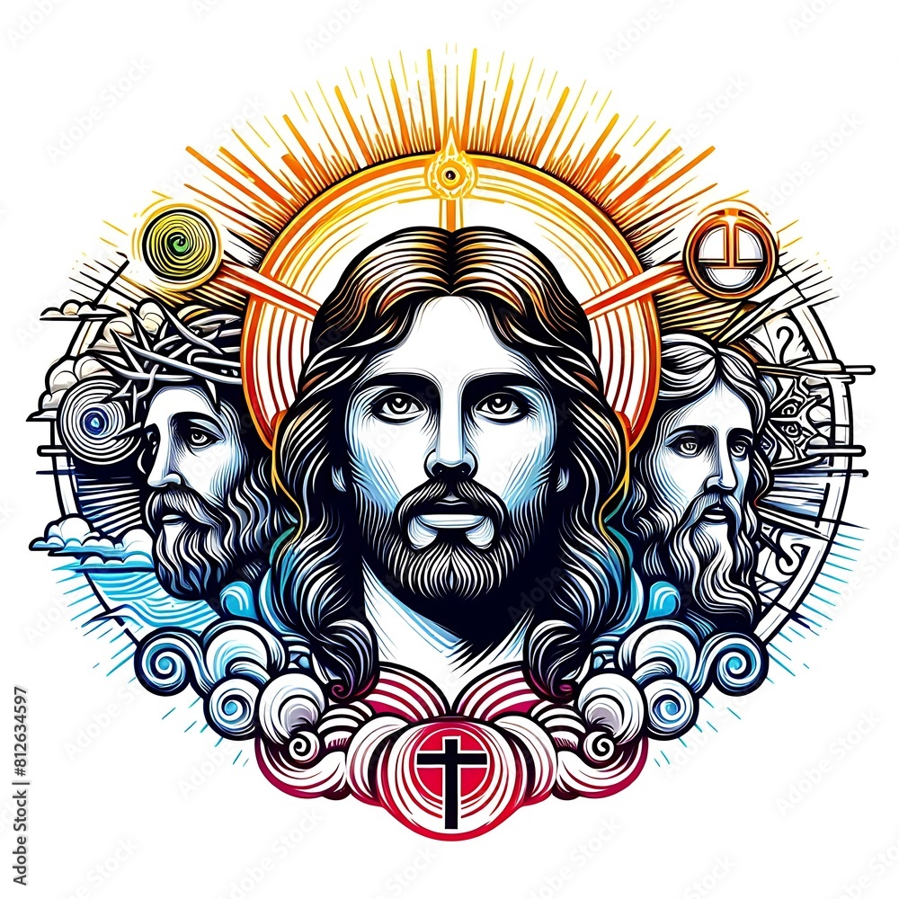 A drawing of a jesus christ with a beard image photo photo attractive harmony illustrator