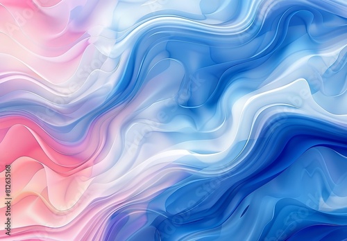 Abstract background with wavy patterns in blue, pink and white colors