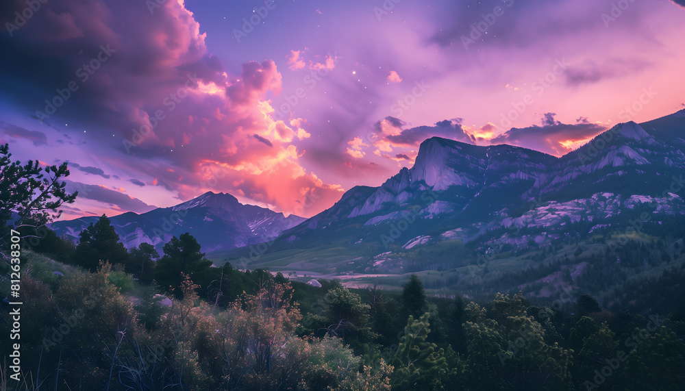 Magical sunset in the mountains. Magical sunset in the mountains.