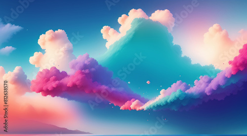heart shaped clouds-heart in the sky-abstract watercolor hand drawn background