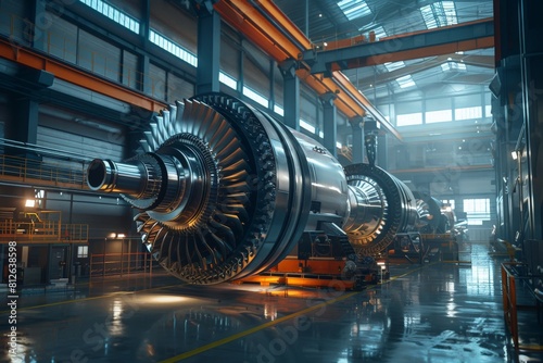 Assembling and constructing gas turbines in a modern industrial factory