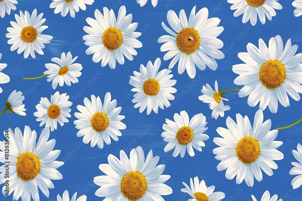 Seamless pattern with daisies, wallpaper background. Design for clothing, bedding, underwear, pajamas, banner, textile, poster, card and scrapbook
Seamless pattern with daisies, wallpaper background. Design for clothing, bedding, underwear, pajamas, banner, textile, poster, card and scrapbook