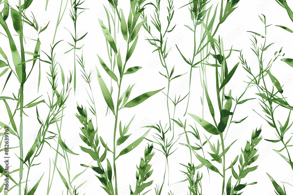 Fototapeta premium Seamless pattern with grass, wallpaper background. Design for clothing, bedding, underwear, pajamas, banner, textile, poster, card and scrapbook