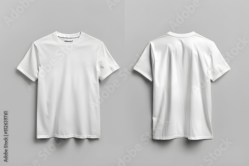 White male t shirt mockup ront and back view mockup. Generative Ai.
