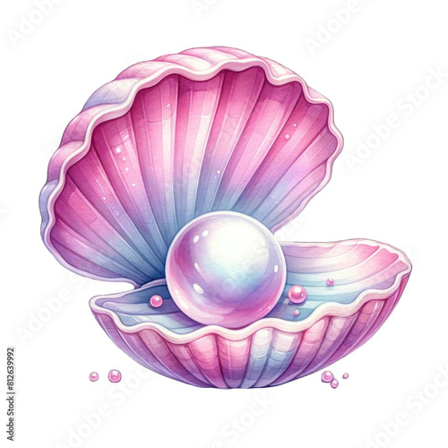 a pink bubbly clam watercolor