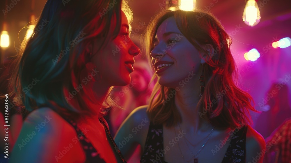 Two women standing next to each other, suitable for various concepts and ideas Two women standing next to each other, suitable for various concepts and ideas