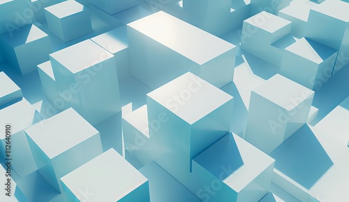 A 3D render of numerous blue geometric shapes, evoking a sense of organization and technology