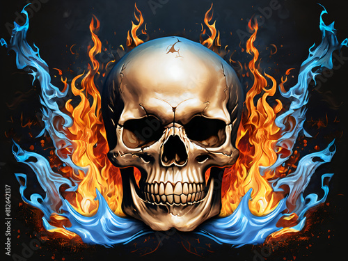 Perfect combination of skulls and fire and water