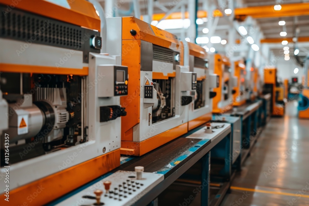 Machine tool in metal factory with drilling CNC machines Machine tool in metal factory with drilling CNC machines