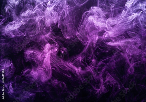 Mystical and dynamic, this image captures swirls of purple smoke against a stark black backdrop