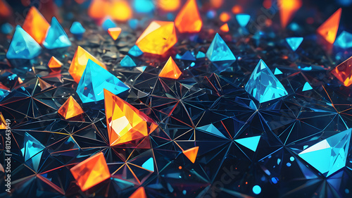 Modern Luminous Abstract Digital Concept Polygonal Elements in Bright Blue Hues